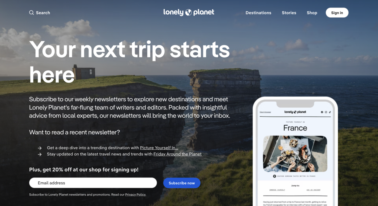 lonely planet travel newsletter